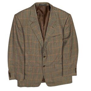 Joseph & Feiss International Houndstooth Blazer Wool Sport Coat Brown 42R